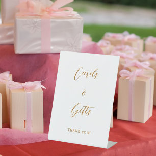 Gold-Script-Karten-Geschenkzeichen Sockelschild