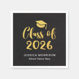 Gold Script-Klasse der Graduation Party 2025 Serviette