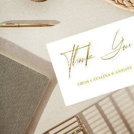 Gold Script Modern Minimalistisch Dankeschön Card Dankeskarte