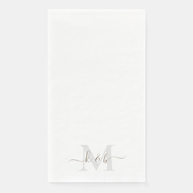 Gold Script Monogram Elegant Wedding Serviette (Vorderseite)