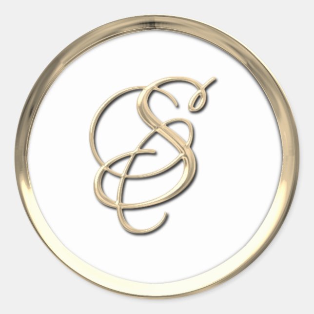 Gold Script Monogram Initial S für eine beliebige  Runder Aufkleber (Vorderseite)