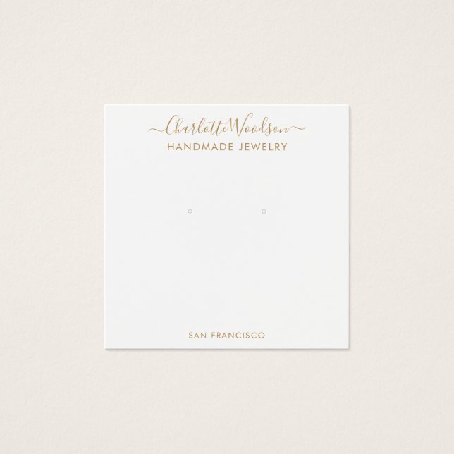Gold Script Name Earring Juwelier Display Card (Vorderseite)