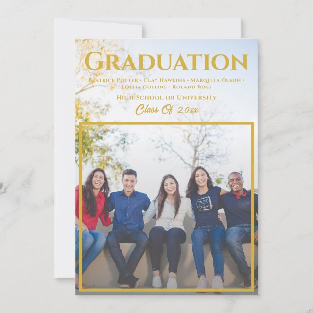 Gold Script Overlay | Group Foto Abschluss Ankündigung (Vorderseite)