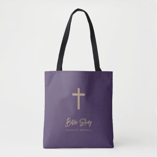 Gold Script Purple Personalized Bible Study Tasche (Vorderseite)