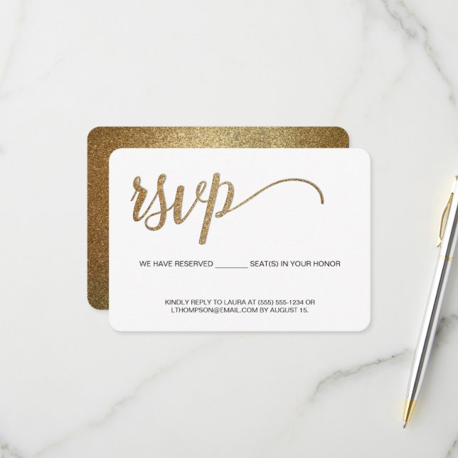 Gold Script RSVP sans envoi Siège réservé (Devant/Arrière en situation)