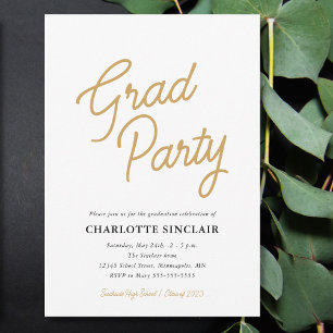 Gold Script Simple Budget Party Einladung