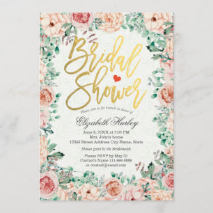 Gold Script Watercolor Floral Brautparty laden Einladung