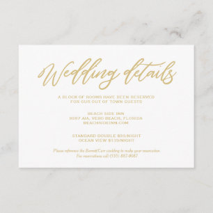 Gold Script Wedding Details Hotel Unterkünfte Begleitkarte