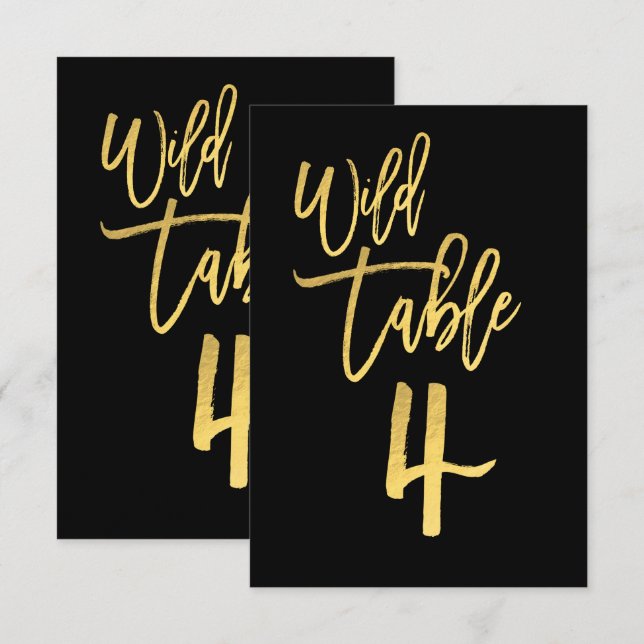 Gold Script Wild Birthday Party Tischnummer 4 (Vorne/Hinten)