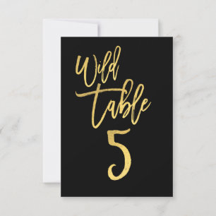 Gold Script Wild Birthday Party Tischnummer 5