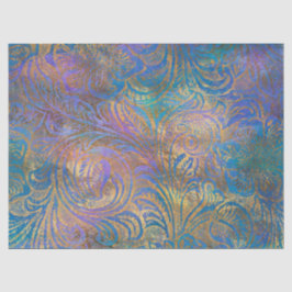 Gold Scroll Arbeiten an Lila, rosa, blauen Decouts Seidenpapier