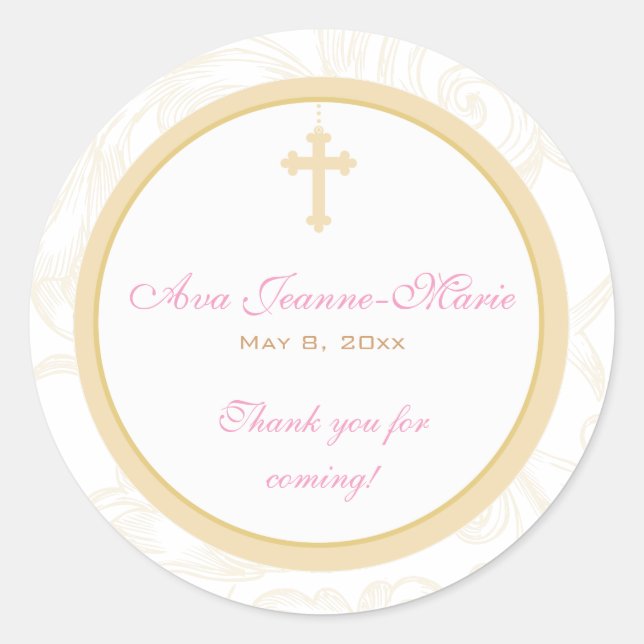 Gold Scroll Cross Address Label/Bevorzugungs-Stick Runder Aufkleber (Vorderseite)