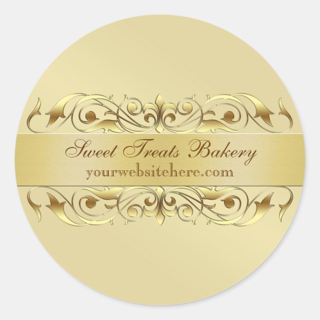 Gold Scroll Cupcake Backend Etikett Aufkleber (Vorderseite)