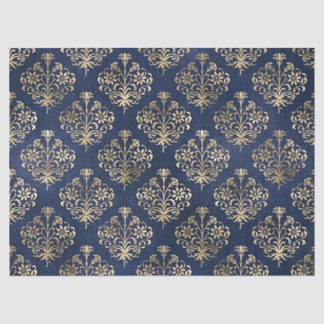Gold Scroll Design auf Lila Decoupage Seidenpapier (Vorderseite)