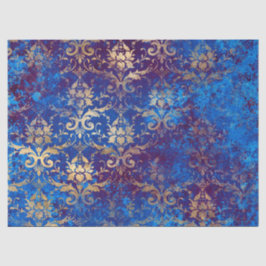 Gold Scroll Work Blume auf Blue Decoupage Seidenpapier