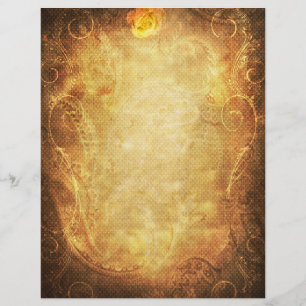 Gold Scrolls Rahmen Gelbe Rose Scrapbook Paper