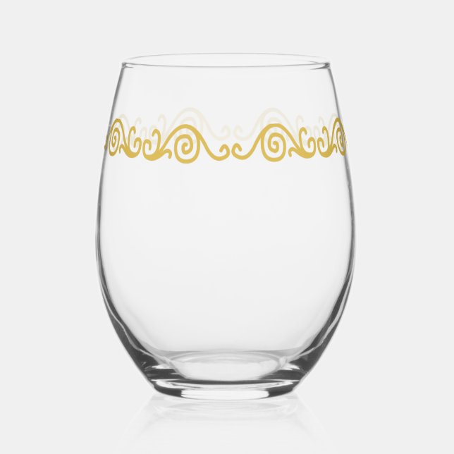 Gold Scrollwork Weinglas Ohne Stiel (Vorderseite)