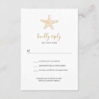 Gold Sea Shell mariage rsvp pour buffet