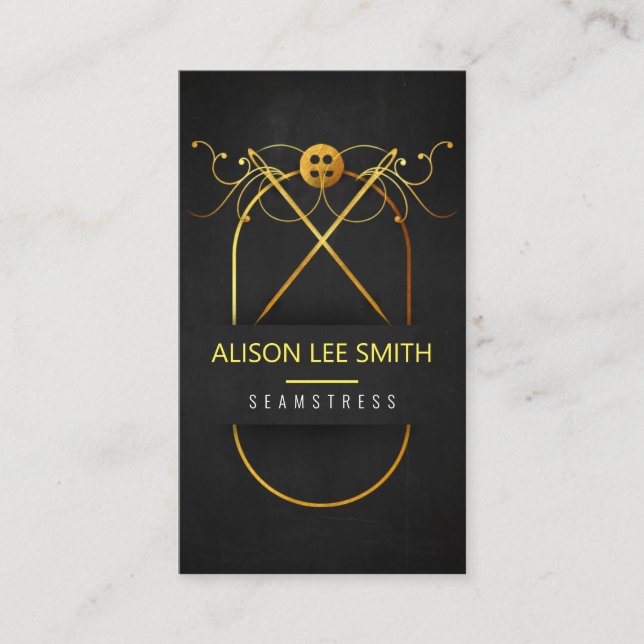 Gold Seamstress Handnähte Dressmaker Visitenkarte (Vorderseite)