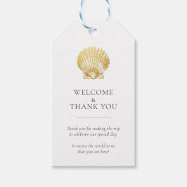 Gold Seashell Beach Wedding Vielen Dank Geschenkanhänger