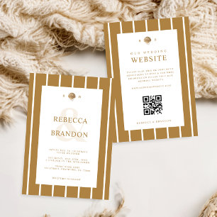 Gold Seashell Monogram Coastal All in one Wedding Einladung
