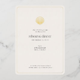 Gold Seashell Night Before Wedding Rehearsal Folieneinladung