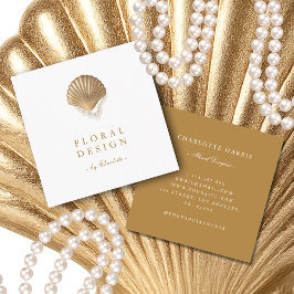 Gold Seashell & Pearls Coastal Chic Any Profession Quadratische Visitenkarte
