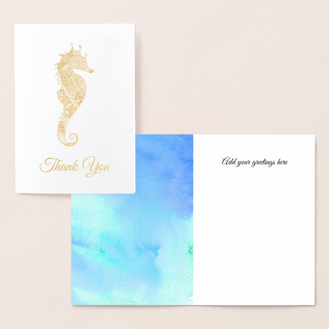 Gold Seepferd Wedding Dankeschön Card Folienkarte (Anzeige)
