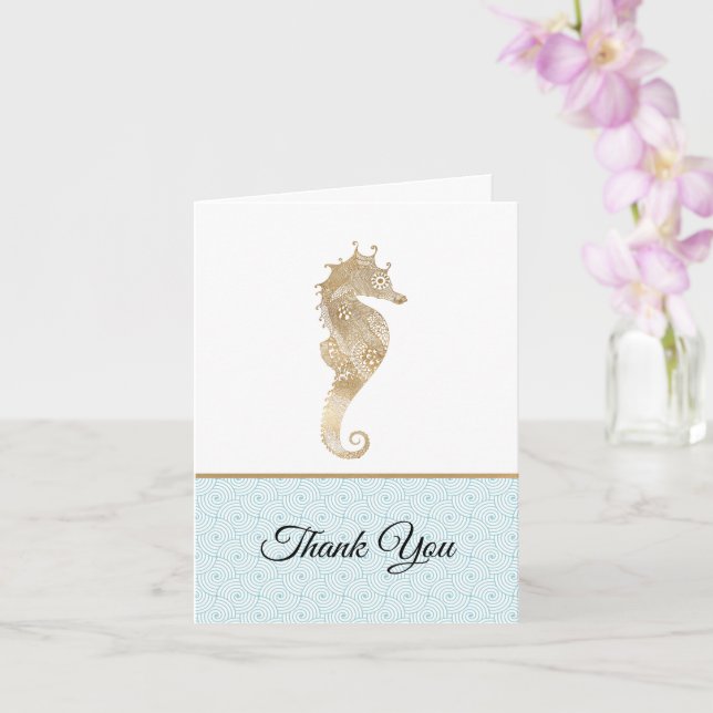 Gold Seepferd Wedding Dankeschön Card Karte (Orchidee)