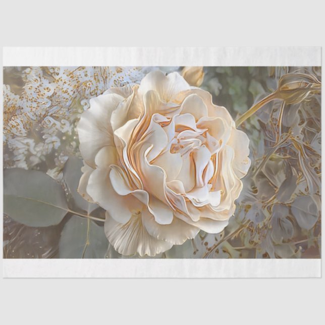Gold Seide Einzigartige Rose Seidenpapier (Vorderseite)
