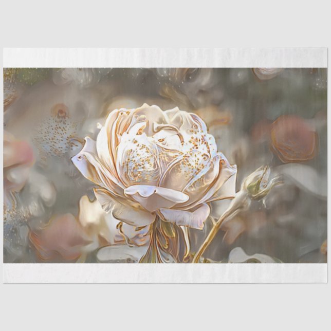 Gold Seide Elegante Rose Kunst, Dichtung und Musik Seidenpapier (Vorderseite)