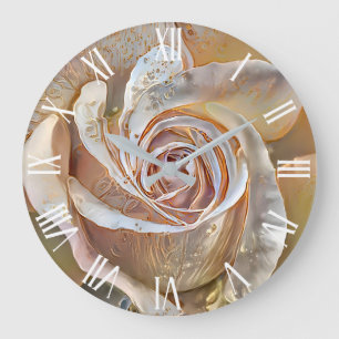 Gold Seide Schöne Rose Kunst, Dichtung und Musik Große Wanduhr