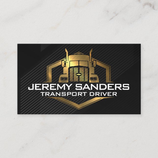 Gold Semi Truck Logo | industriell Visitenkarte (Vorderseite)