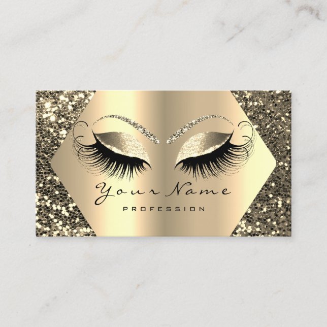 Gold Sepia Glitzer Makeup Artist Lashes Browns VIP Visitenkarte (Vorderseite)