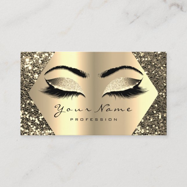 Gold Sepia Glitzer Makeup Artist Lashes Browns Visitenkarte (Vorderseite)