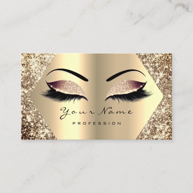Gold Sepia Glitzer Makeup Artist Lashes Browns Visitenkarte (Vorderseite)