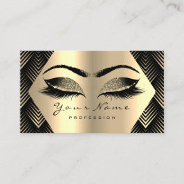 Gold Sepia Glitzer Makeup Artist Lashes Schwarzes  Visitenkarte