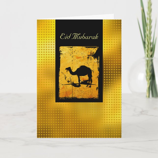 Gold Sequin Eid Mubarak Feiertagskarte (Vorderseite)