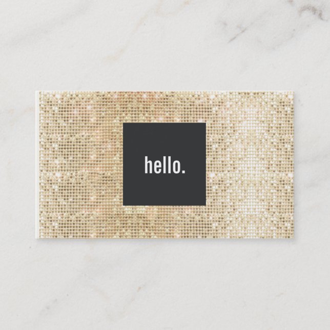 Gold Sequin Hallo Grußwort für Social Networking Visitenkarte (Vorderseite)