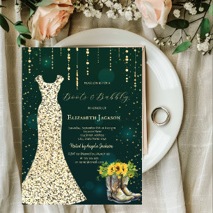 Gold-Sequin-Kleid, Stiefel Sonnenblumen Grün Einladung