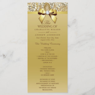 Gold Sequins Diamond Bow Wedding Program Programm