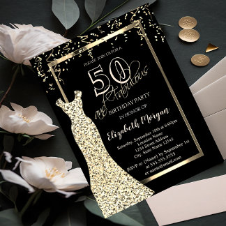 Gold Sequins Dress 50. Geburtstag Einladung