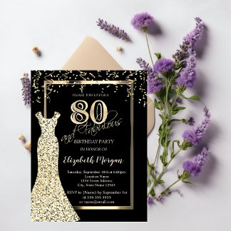 Gold Sequins Dress 80. Geburtstag Einladung