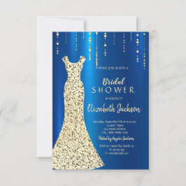 Gold Sequins Dress, Blue Metallic Brautparty Einladung