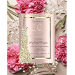 Gold Sequins Dress Rose Gold 50. Geburtstag Einladung<br><div class="desc">Gold Sequins Dress and Confetti on Gold Background.</div>