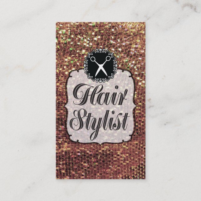 GOLD Sequins Sparkle Bling Hair Stylist Terminkarte (Vorderseite)