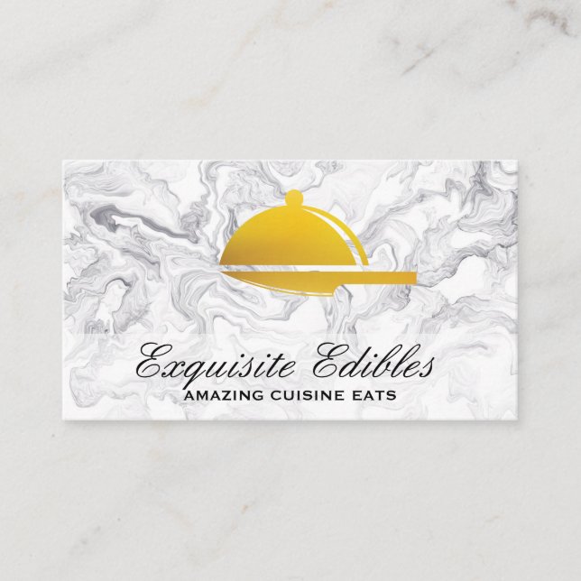 Gold Serviertablett Knife Logo | Cuisinen Visitenkarte (Vorderseite)
