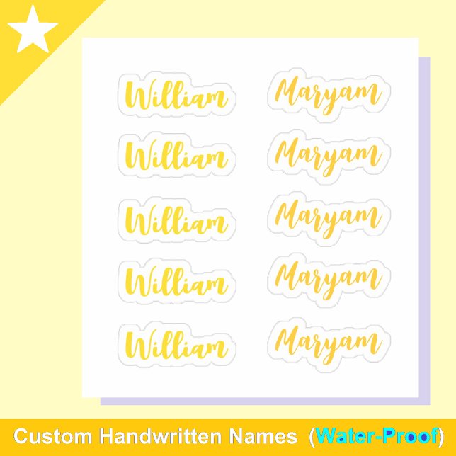 (Gold Set von 10) Eleganter Name des Skripts Aufkleber (Gold name stickers
Luxury name labels)