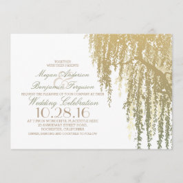 Gold Shades Willow Tree Elegante Hochzeit Einladung