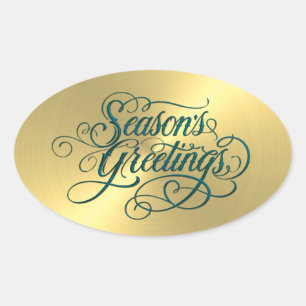 Gold Sheen Aquamarin Season Grüße Sticker